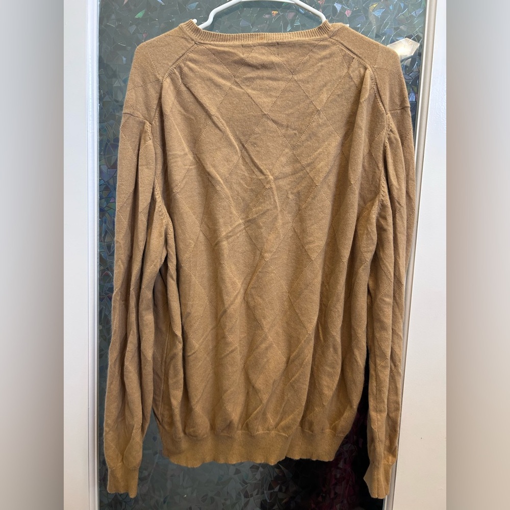 Austin Reed Tan Crewneck Sweater with Ribbed Collar B5 - Picture 2 of 3